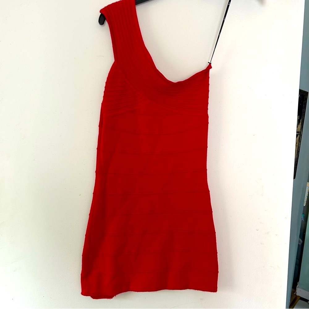 Elegant Red One-Shoulder Bodycon Dress Sexy